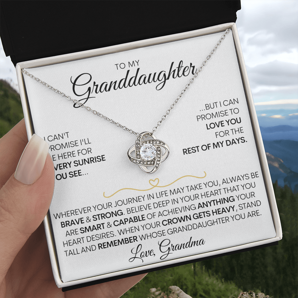 To My Granddaughter | Brave and Strong | Love Knot Necklace