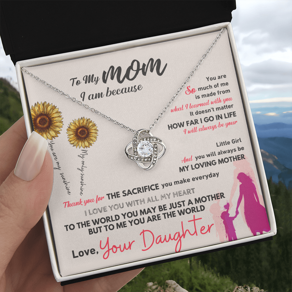To My Mom | You Are The World | Love Knot Necklace