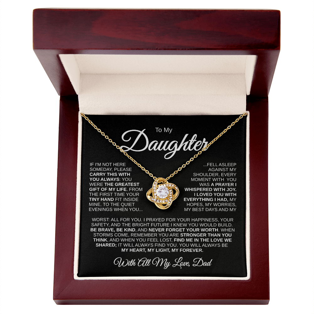 To My Daughter | Greatest Gift of My Life | Love Knot Necklace (WHT)