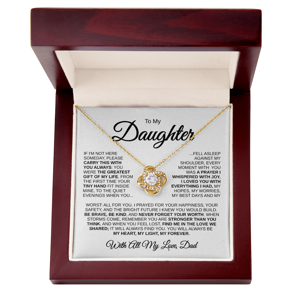 To My Daughter | Greatest Gift of My Life | Love Knot Necklace (BLK)