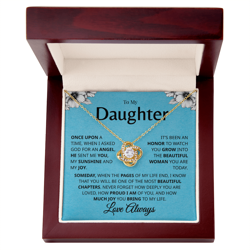Daughter keepsake gold necklace with emotional message card