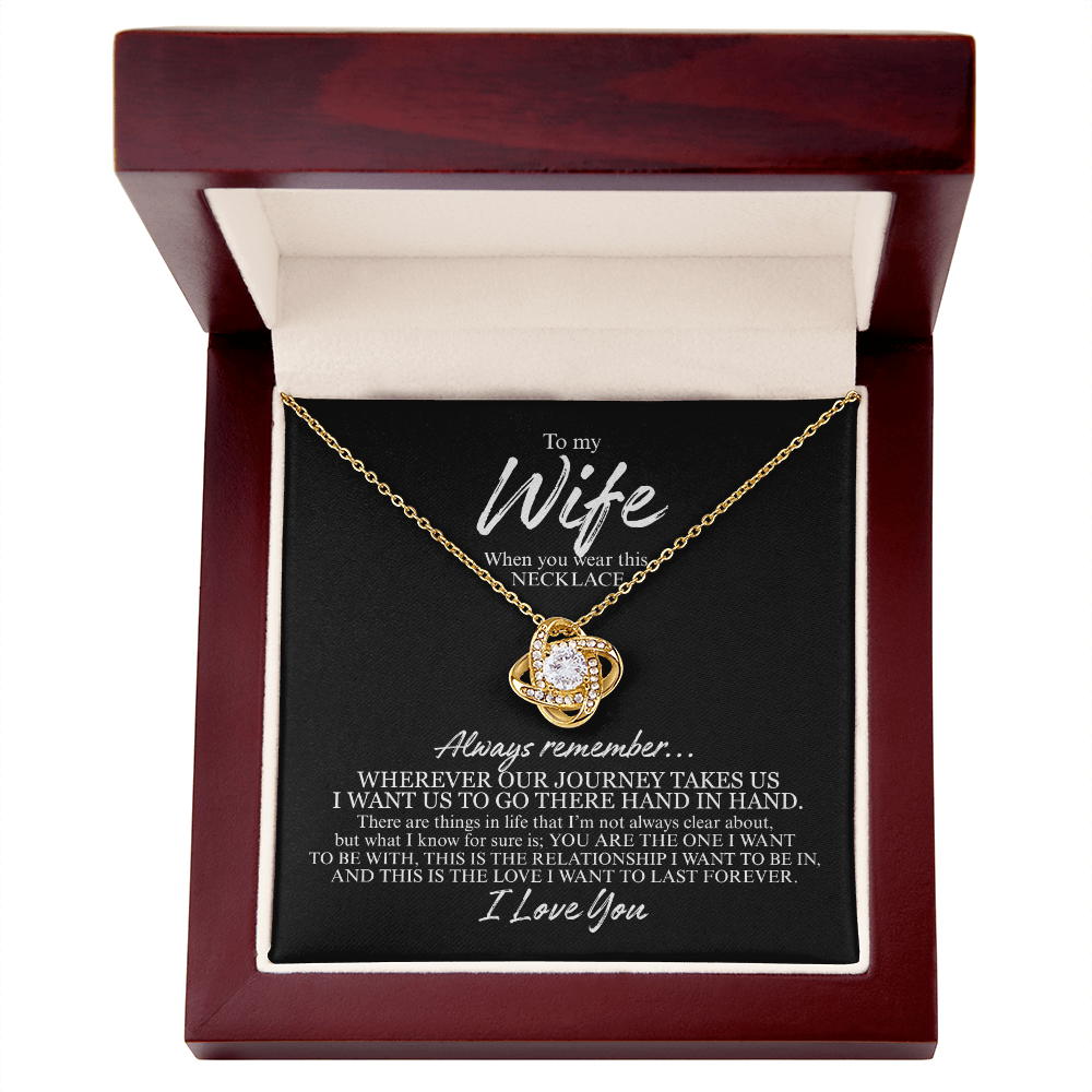 To My Wife | Always Remember | Love Knot Necklace (WHT TXT)