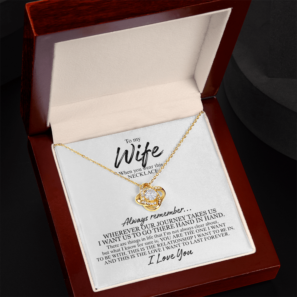 To My Wife Always Remember | Love Knot Necklace (BLK TXT)