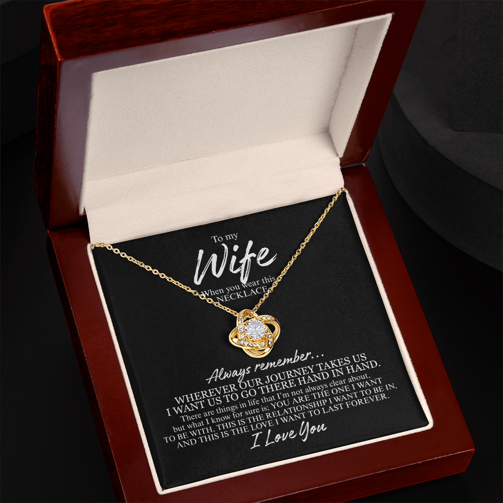 To My Wife | Always Remember | Love Knot Necklace (WHT TXT)