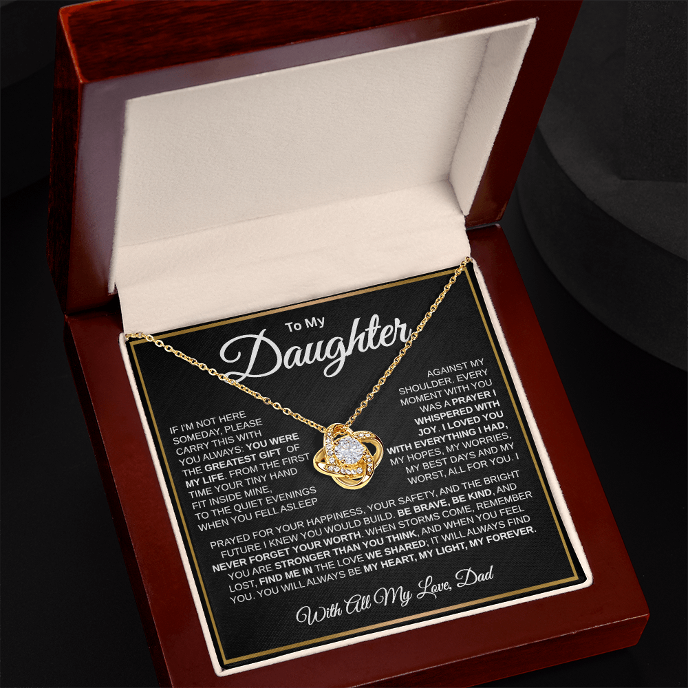 To My Daughter | My Greatest Gift | Love Knot Necklace (GLD)