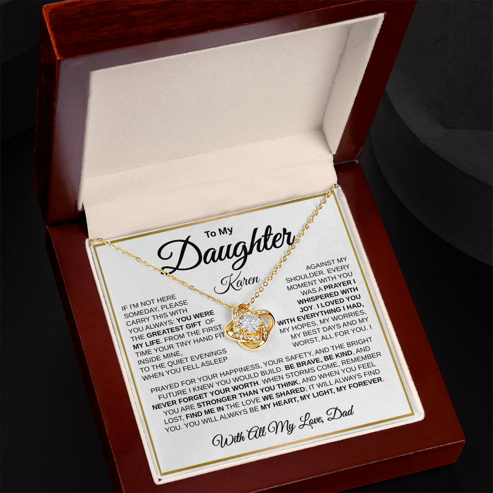 To My Daughter | My Greatest Gift | Love Knot Necklace (GLD)
