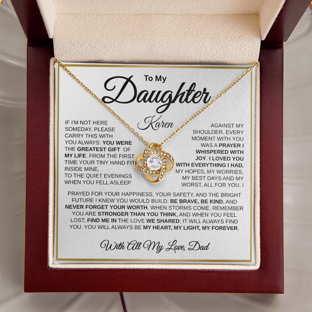 To My Daughter | My Greatest Gift | Love Knot Necklace (GLD)