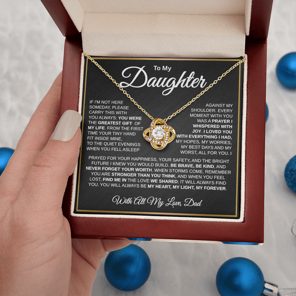 To My Daughter | My Greatest Gift | Love Knot Necklace (GLD)