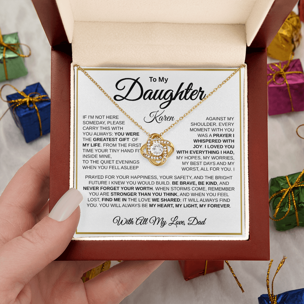 To My Daughter | My Greatest Gift | Love Knot Necklace (GLD)