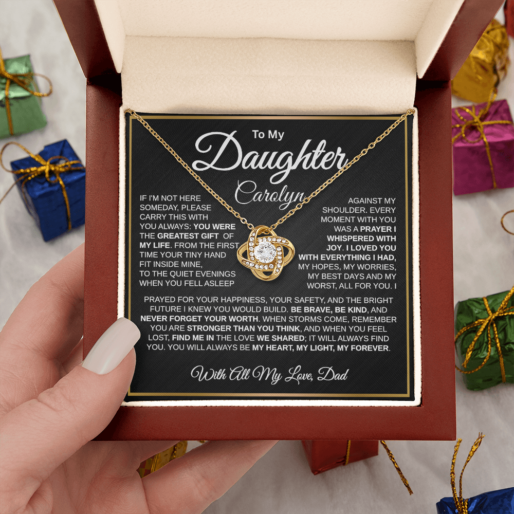 To My Daughter | My Greatest Gift | Personalized Love Knot Necklace