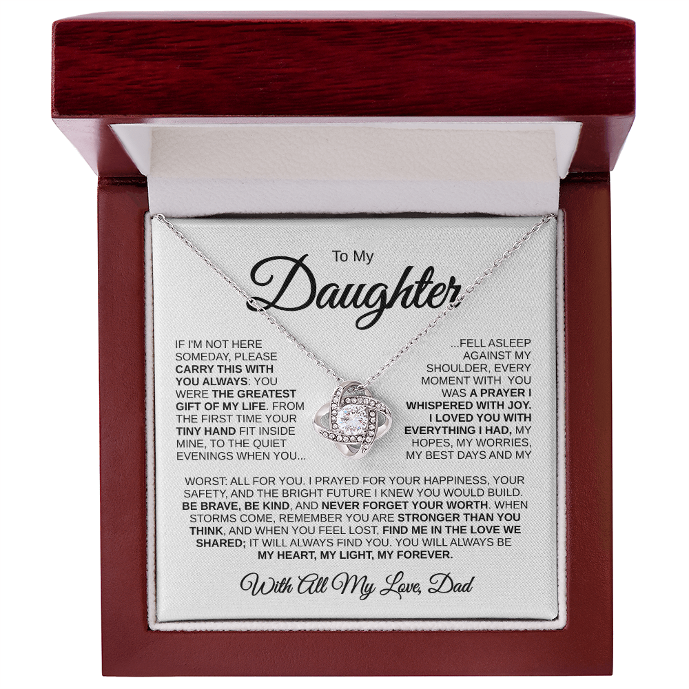 To My Daughter | Greatest Gift of My Life | Love Knot Necklace (BLK)