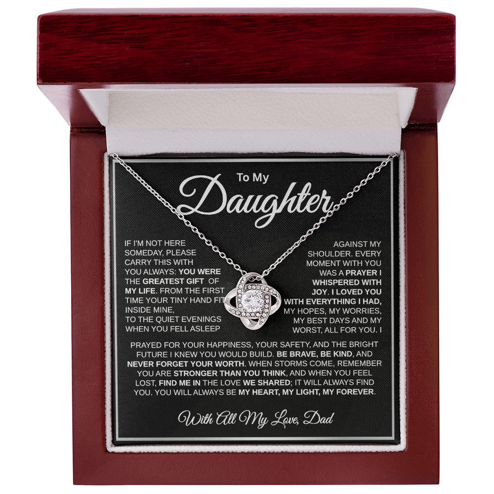 To My Daughter | My Greatest Gift | Love Knot Necklace (WHT)