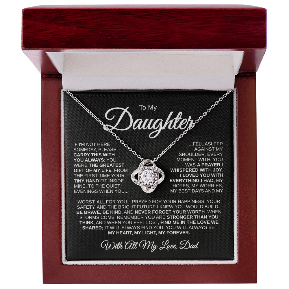 To My Daughter | Greatest Gift of My Life | Love Knot Necklace (WHT)