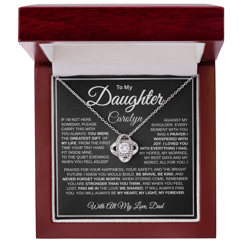 To My Daughter | My Greatest Gift | Personalized Love Knot Necklace