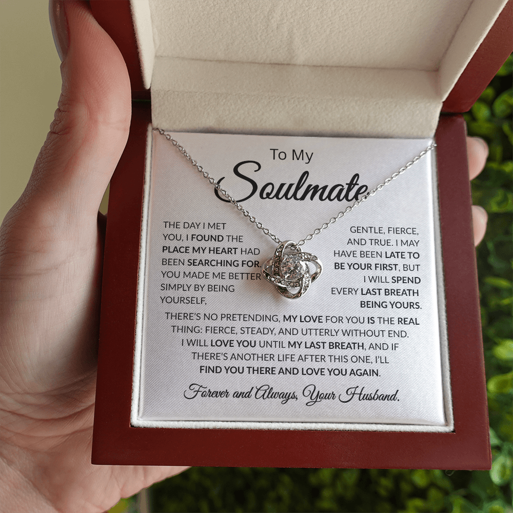 To My Soulmate | Love You Until My Last Breath | Love Knot Necklace