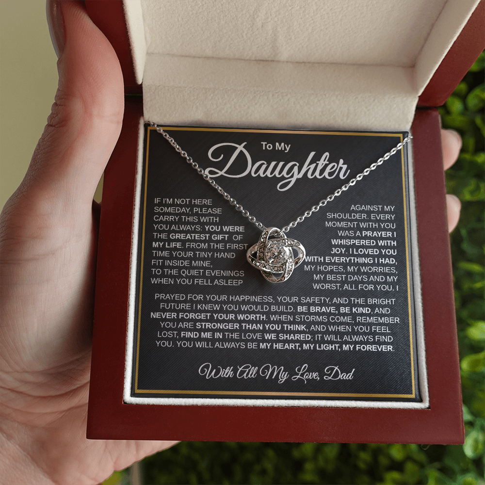 To My Daughter | My Greatest Gift | Love Knot Necklace (GLD)