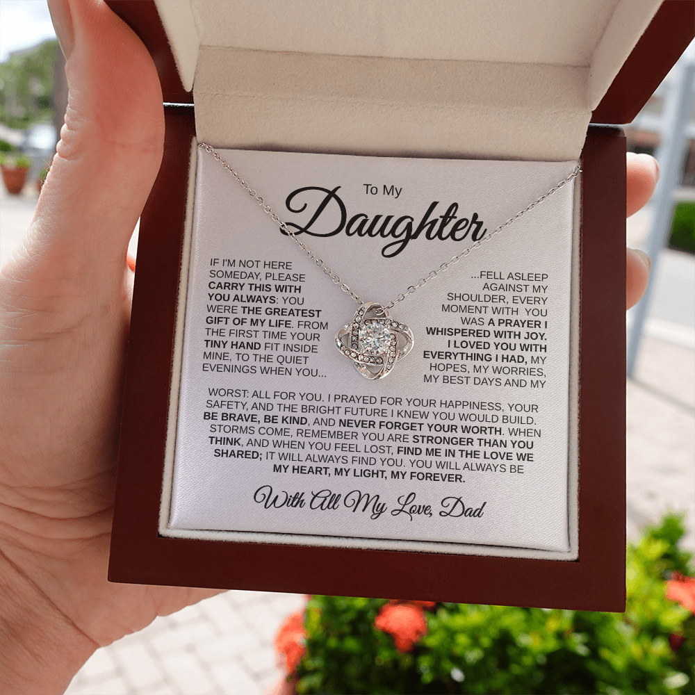 To My Daughter | Greatest Gift of My Life | Love Knot Necklace (BLK)