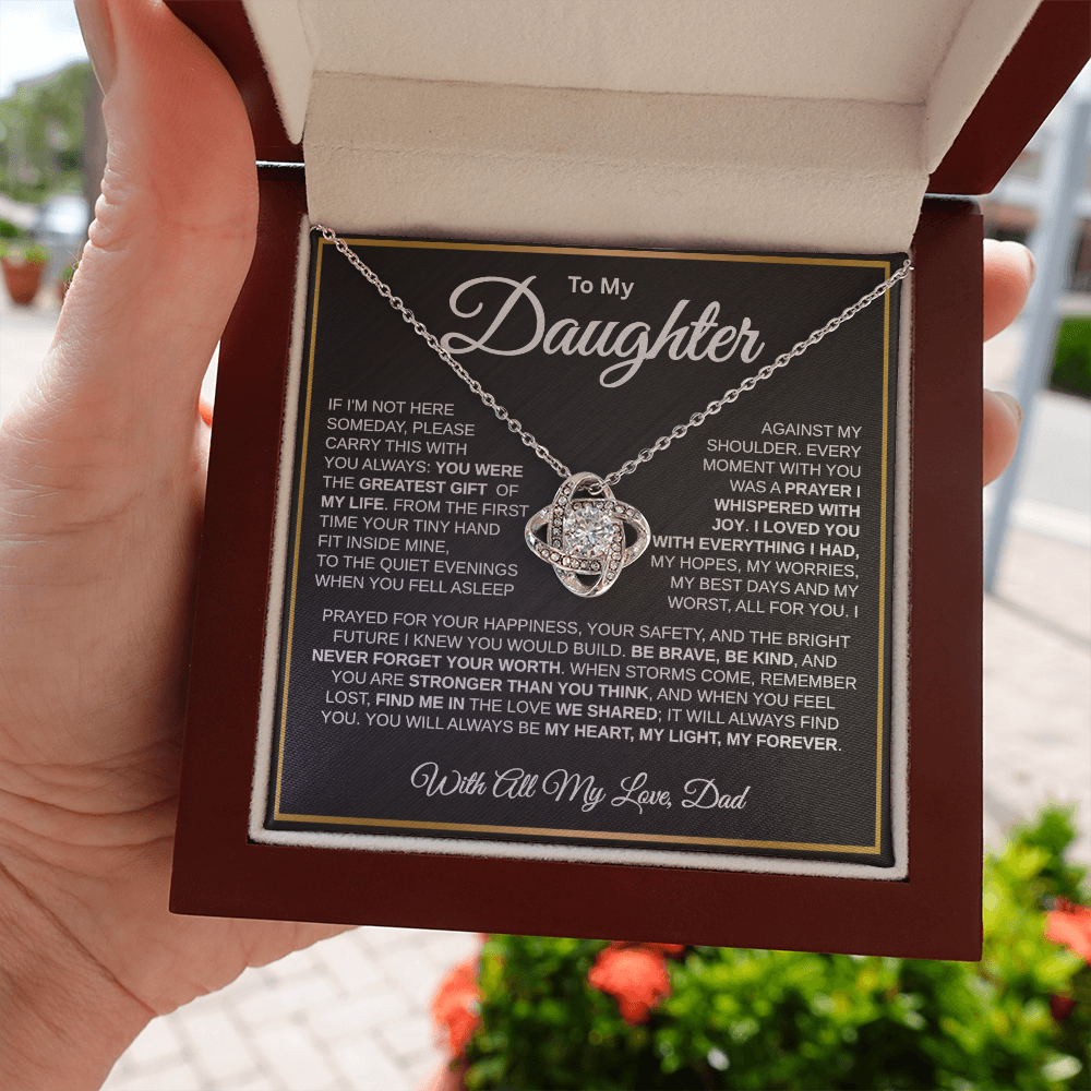 To My Daughter | My Greatest Gift | Love Knot Necklace (GLD)