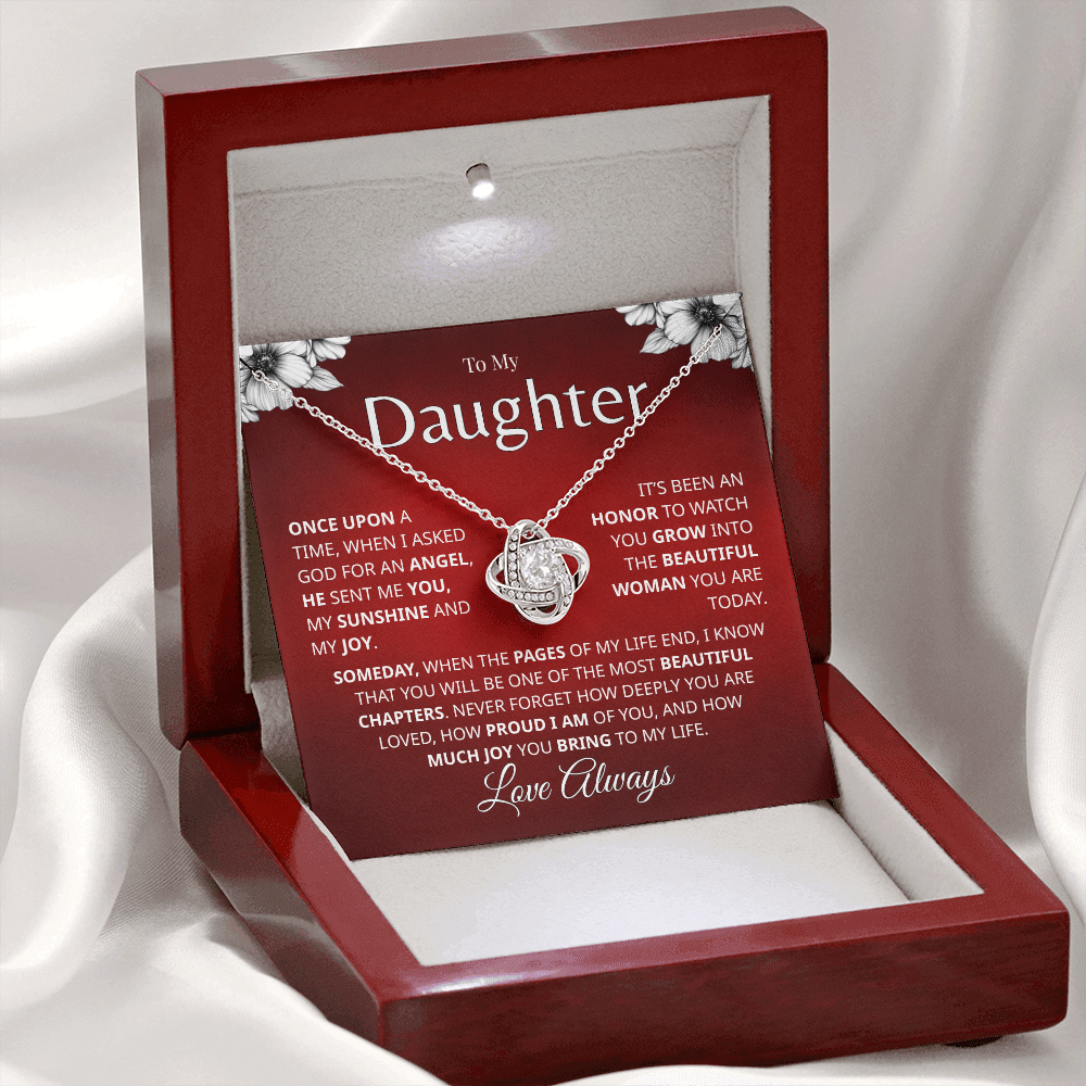 Daughter keepsake necklace with emotional message card luxury mahogany box