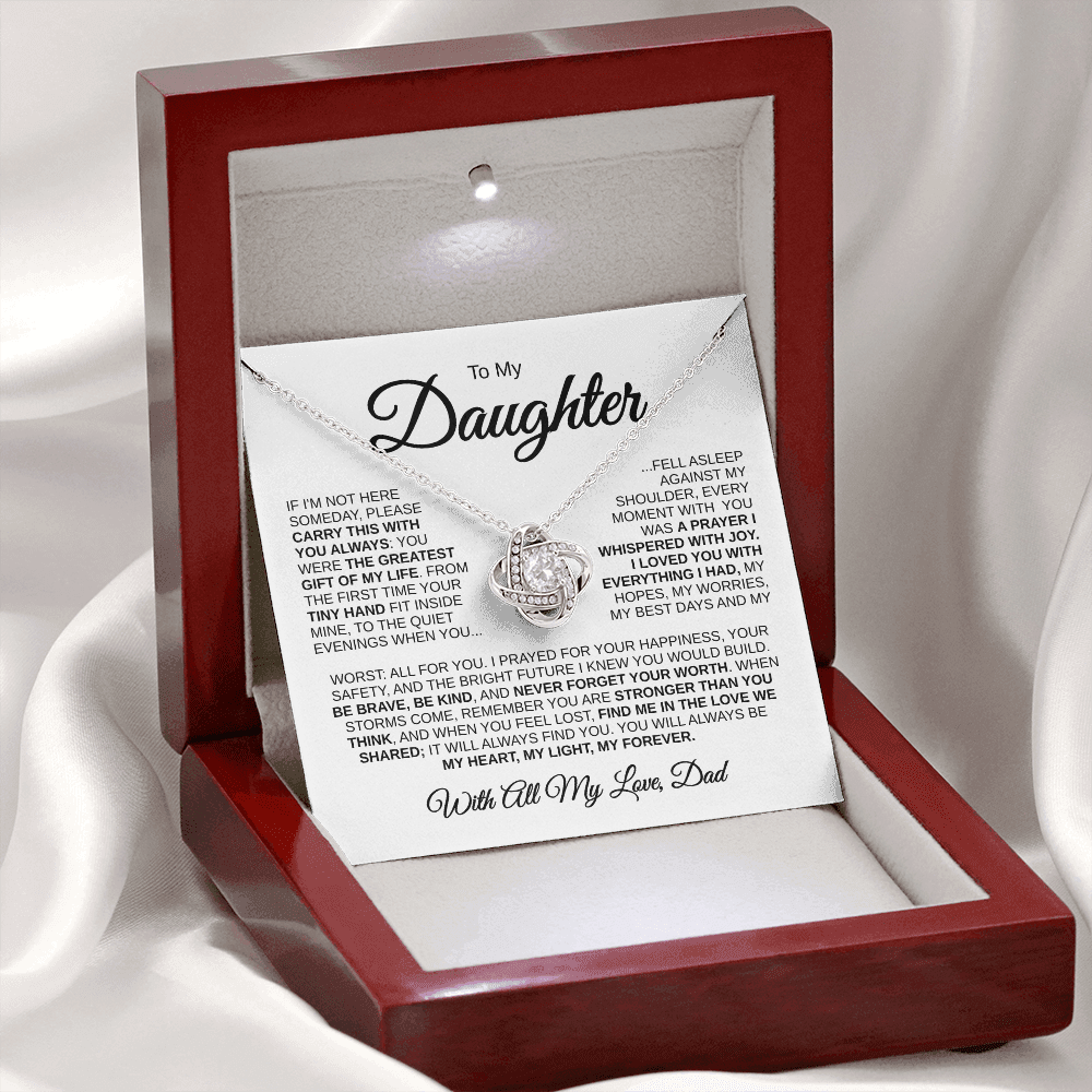 To My Daughter | Greatest Gift of My Life | Love Knot Necklace (BLK)