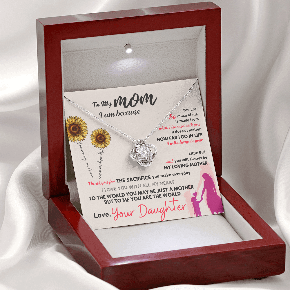 To My Mom | You Are The World | Love Knot Necklace