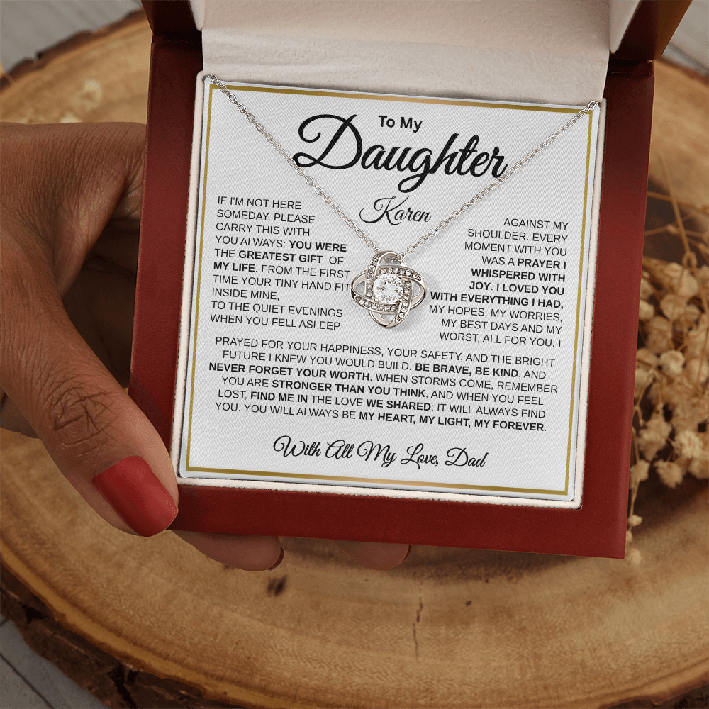 To My Daughter | My Greatest Gift | Love Knot Necklace (GLD)