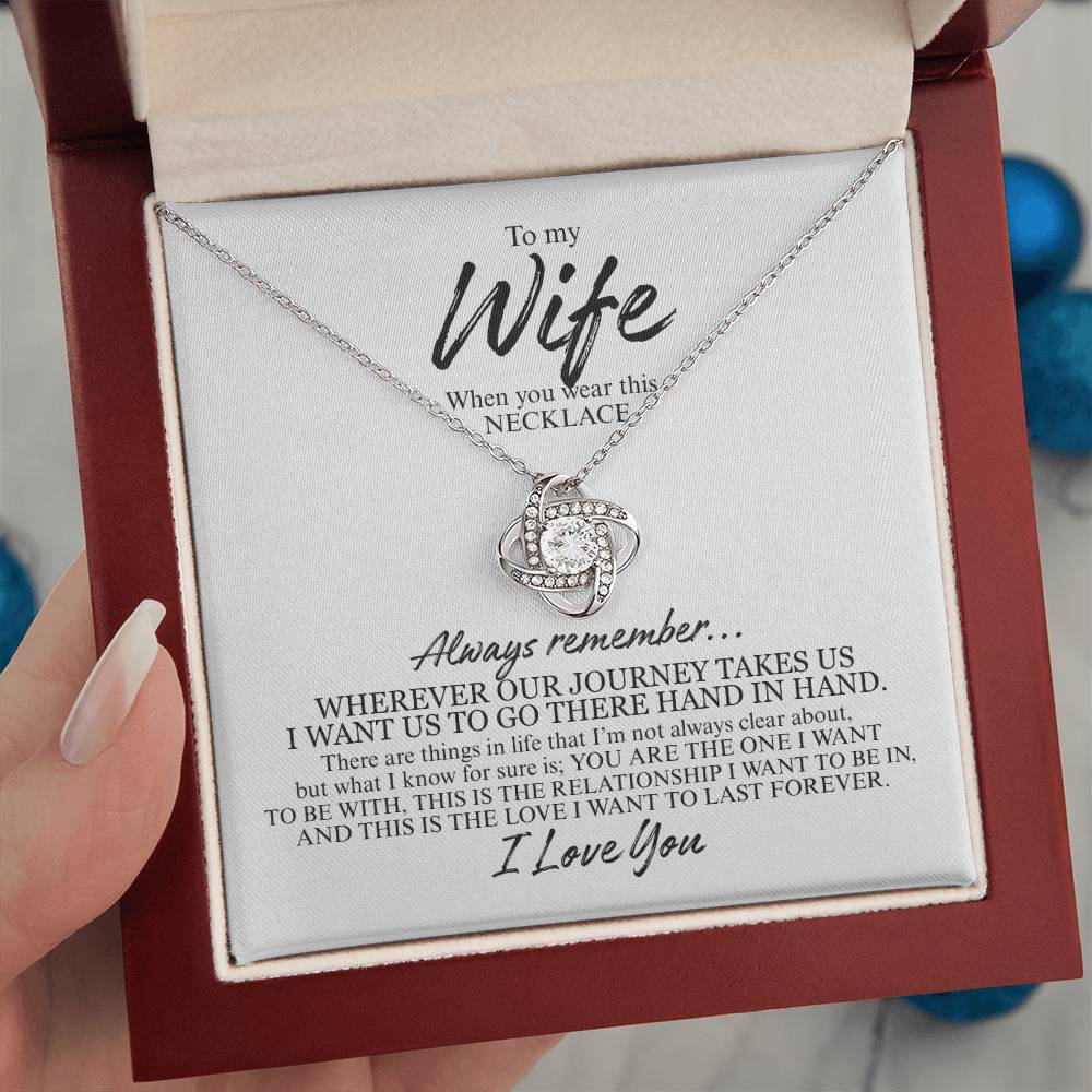 To My Wife Always Remember | Love Knot Necklace (BLK TXT)