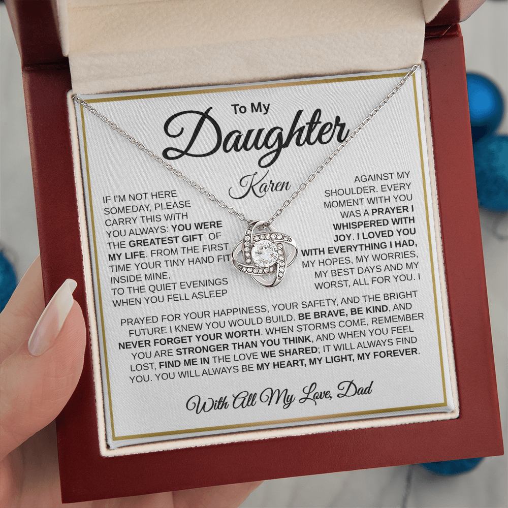 To My Daughter | My Greatest Gift | Love Knot Necklace (GLD)