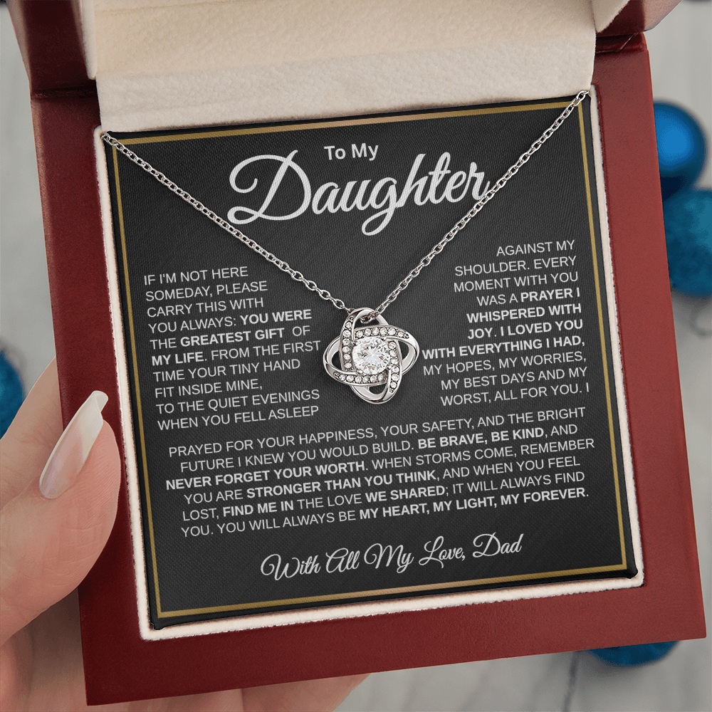 To My Daughter | My Greatest Gift | Love Knot Necklace (GLD)