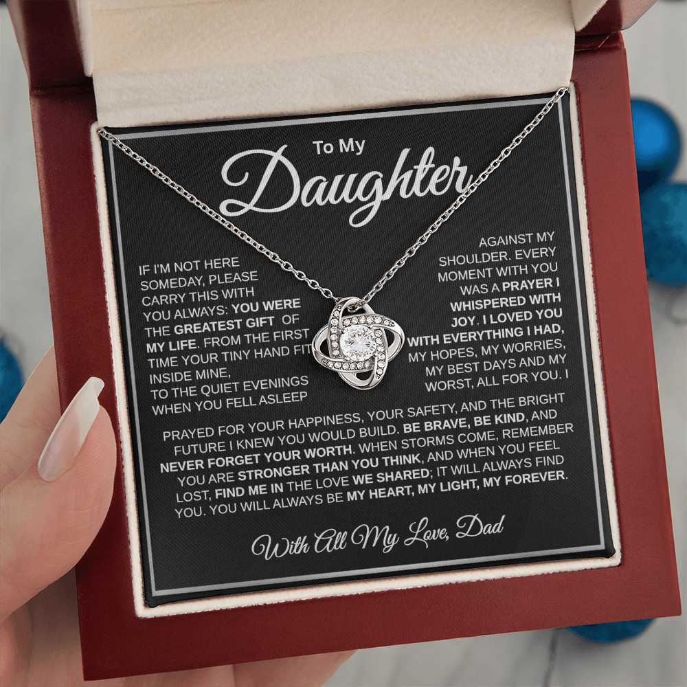 To My Daughter | My Greatest Gift | Love Knot Necklace (WHT)