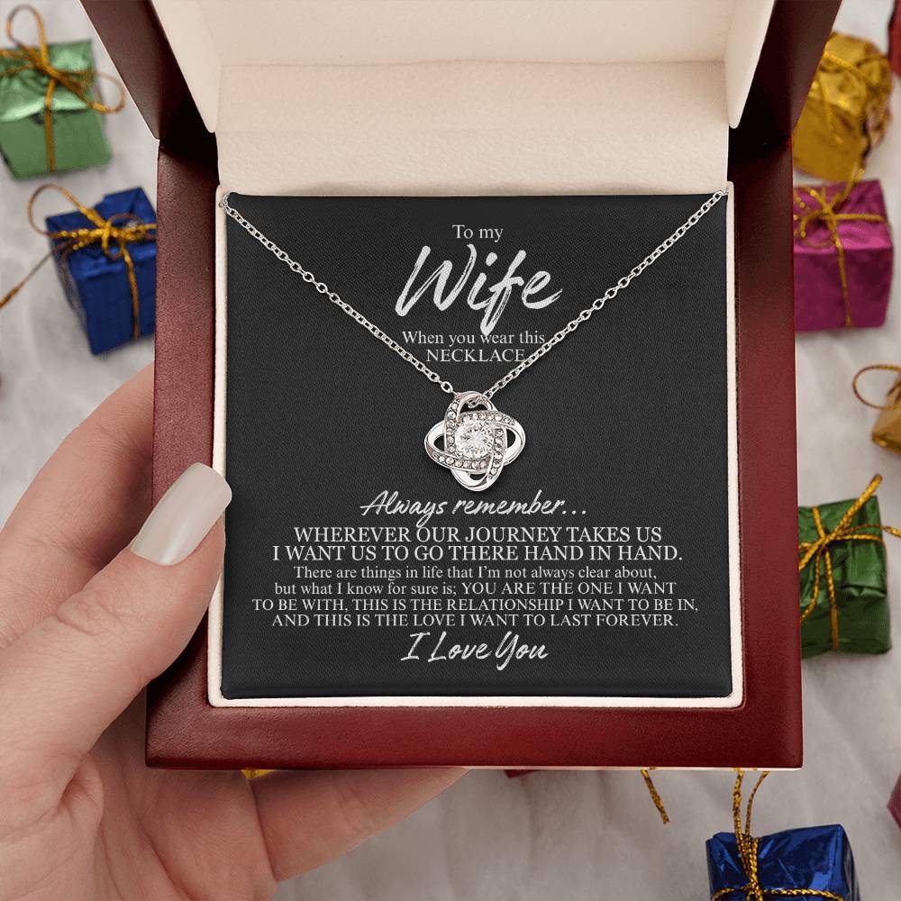 To My Wife | Always Remember | Love Knot Necklace (WHT TXT)