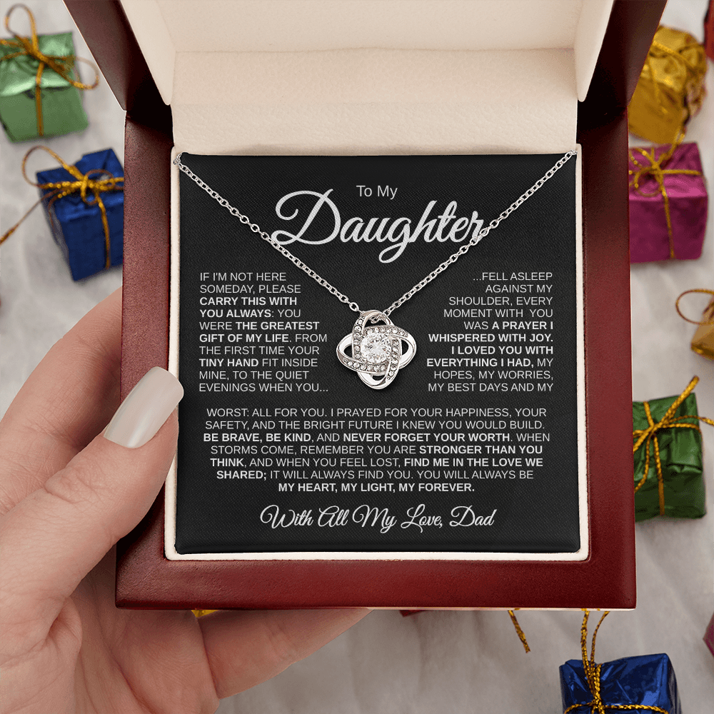 To My Daughter | Greatest Gift of My Life | Love Knot Necklace (WHT)
