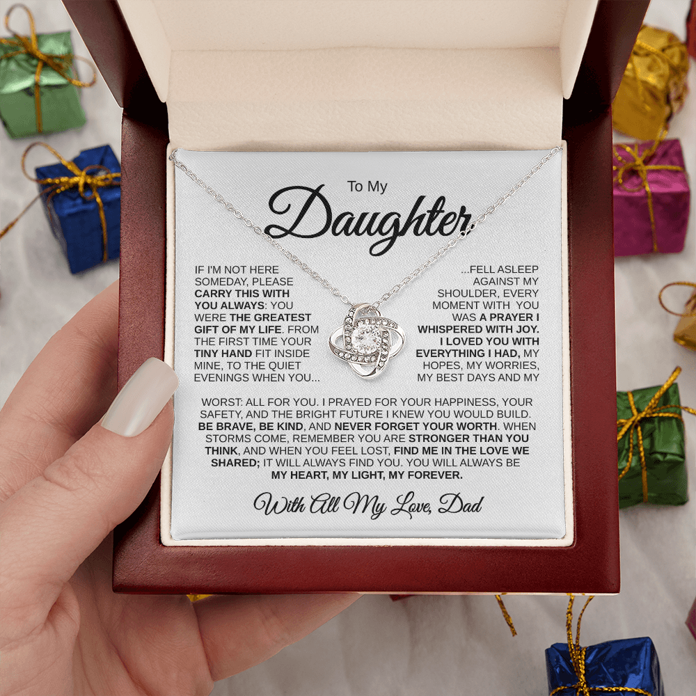 To My Daughter | Greatest Gift of My Life | Love Knot Necklace (BLK)