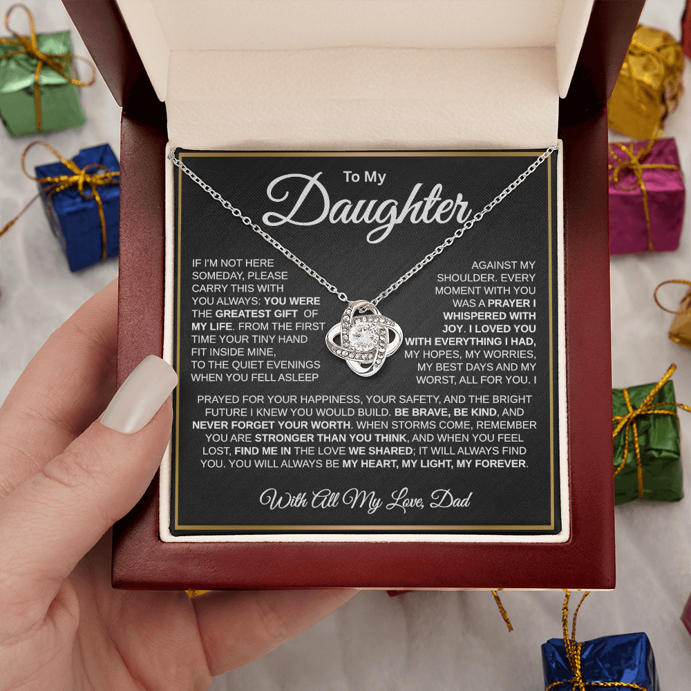 To My Daughter | My Greatest Gift | Love Knot Necklace (GLD)