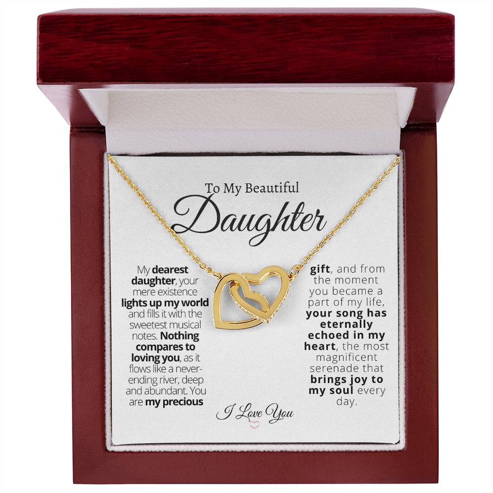 Beautiful Daughter - Precious Gift - Interlocking Hearts