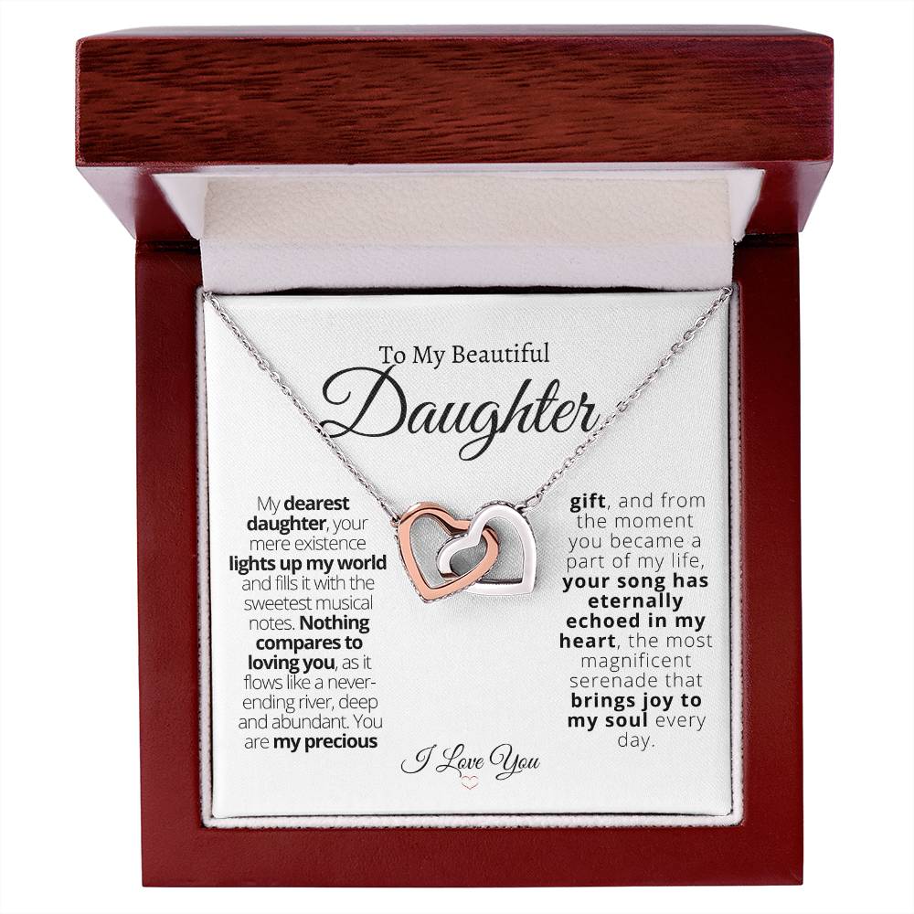 Beautiful Daughter - Precious Gift - Interlocking Hearts