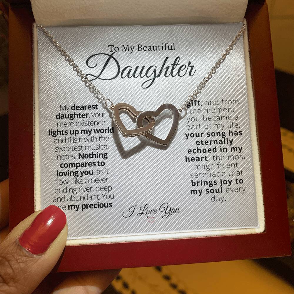 Beautiful Daughter - Precious Gift - Interlocking Hearts