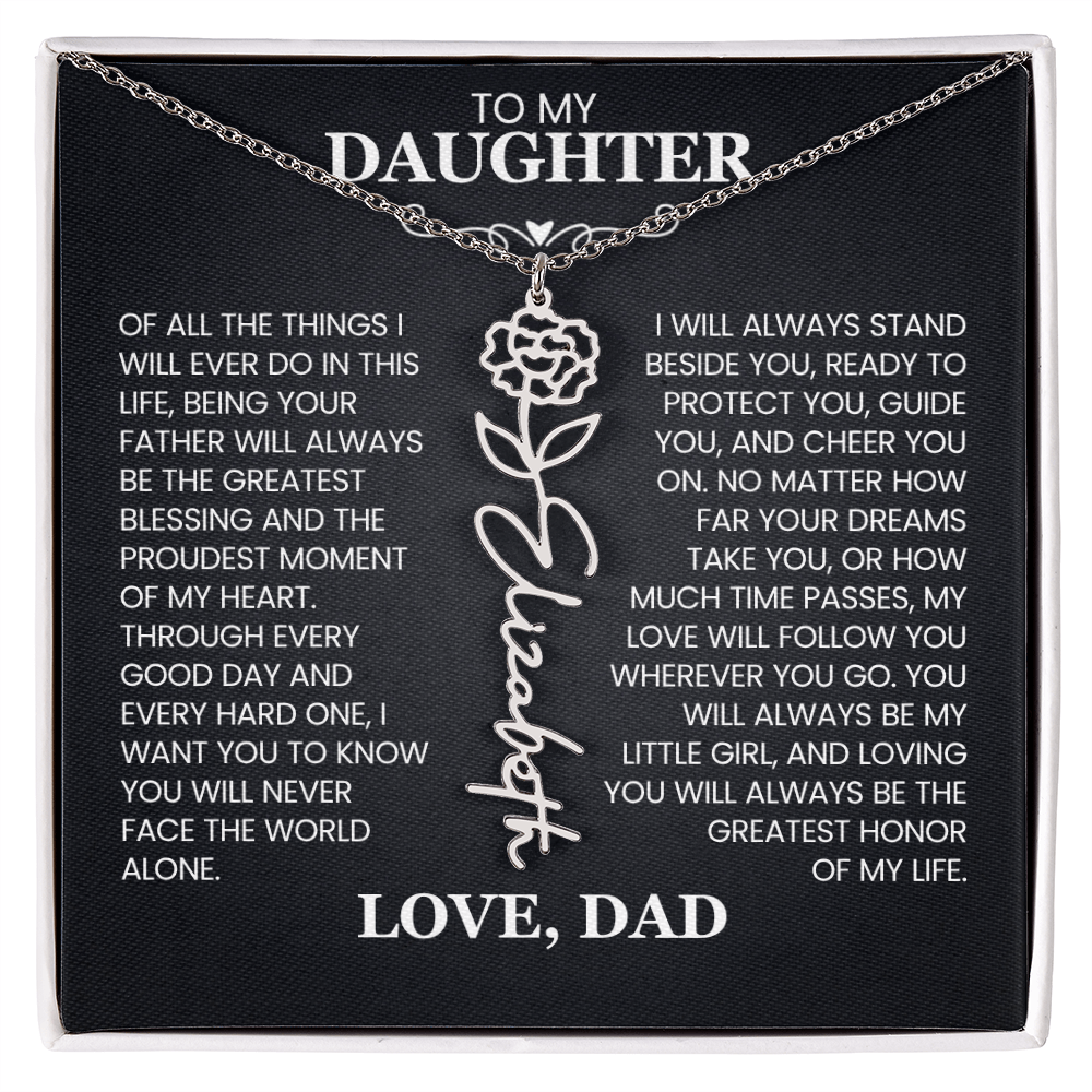 To My Daughter message card gift from dad with heartfelt love and protection quote