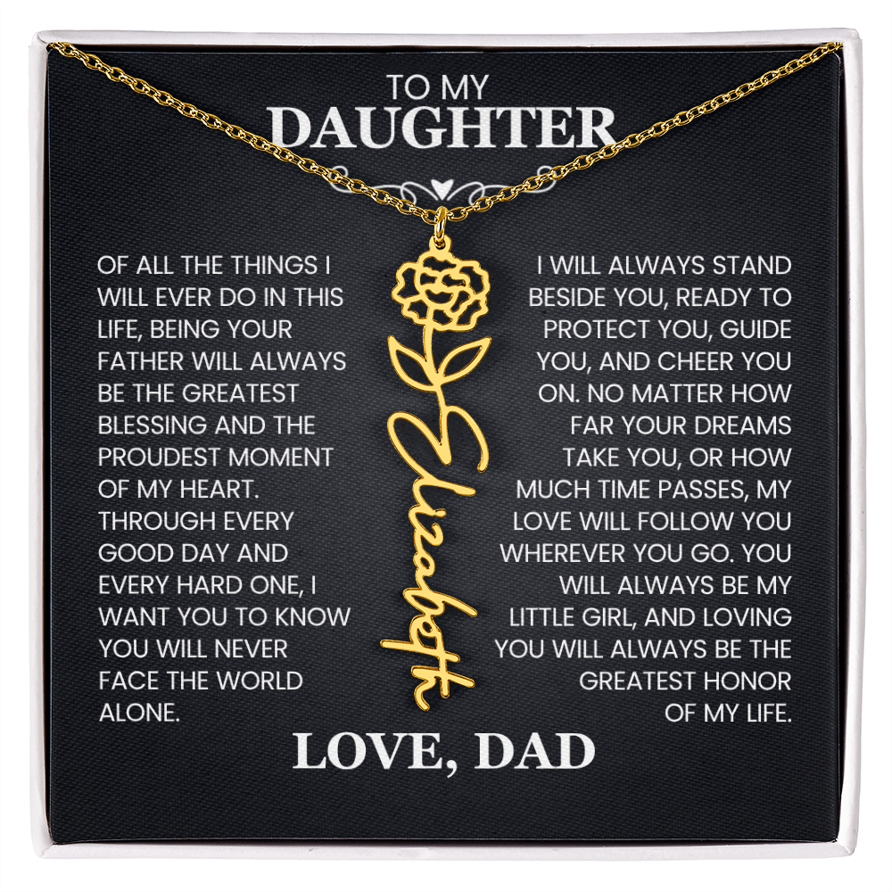 To My Daughter | Greatest Blessing | Birth Flower Name Necklace