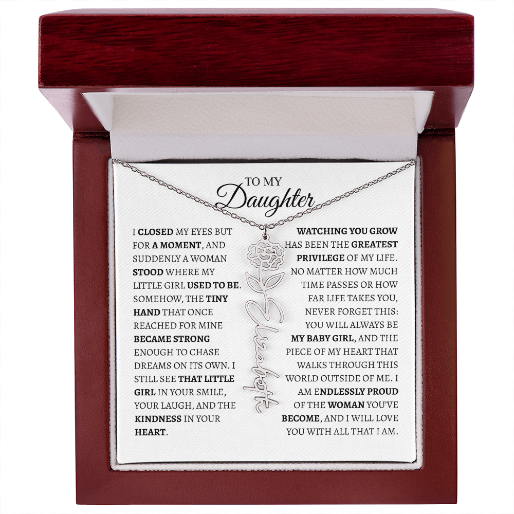 Daughter Gift from Dad — I Closed My Eyes for a Moment Birth Flower Name Necklace