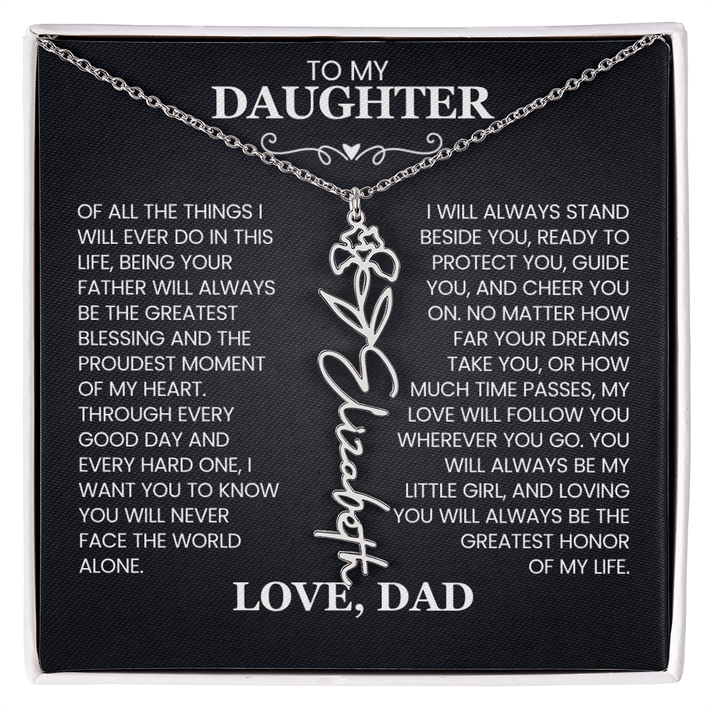 Daughter gift from dad message card with emotional father daughter quote