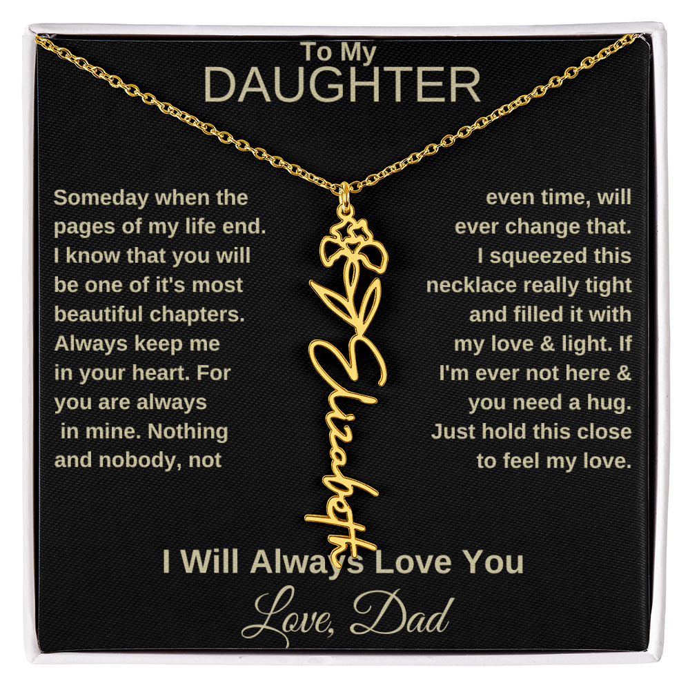 To My Daughter | Birth Flower Name Necklace
