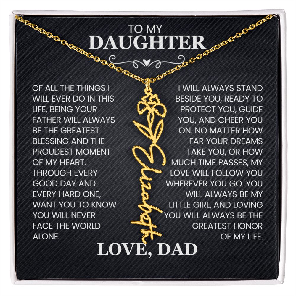 To My Daughter | Greatest Blessing | Birth Flower Name Necklace