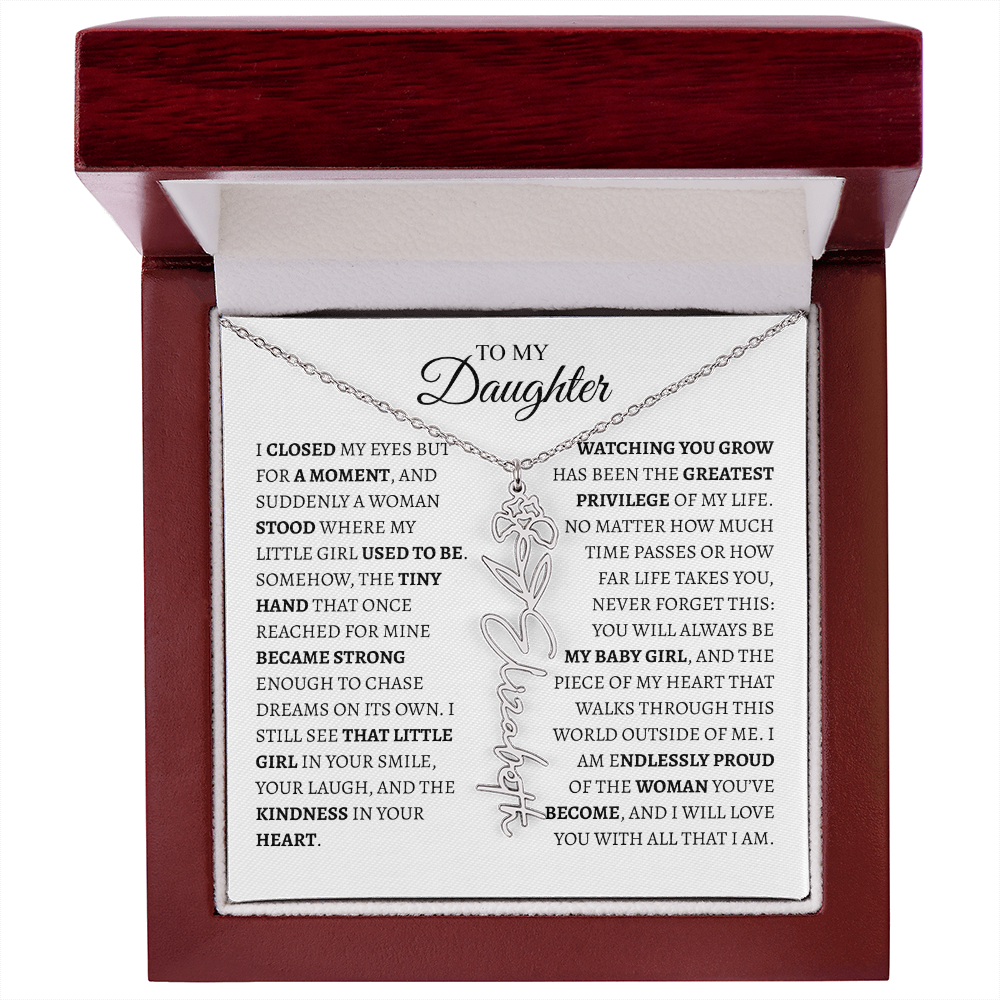 Daughter Gift from Dad — I Closed My Eyes for a Moment Birth Flower Name Necklace