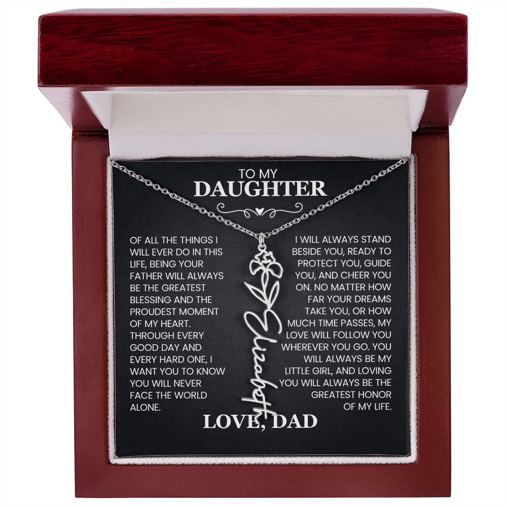 To My Daughter | Greatest Blessing | Birth Flower Name Necklace