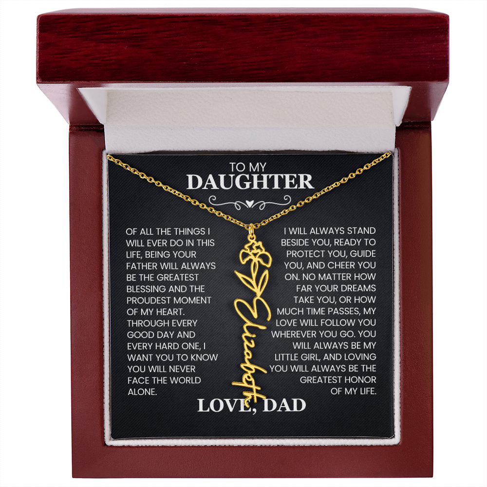 To My Daughter | Greatest Blessing | Birth Flower Name Necklace