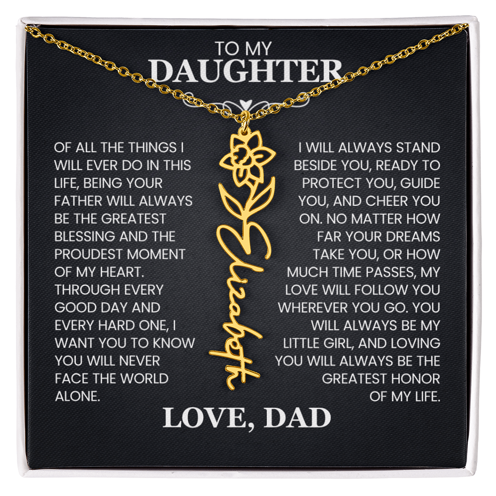 To My Daughter | Greatest Blessing | Birth Flower Name Necklace