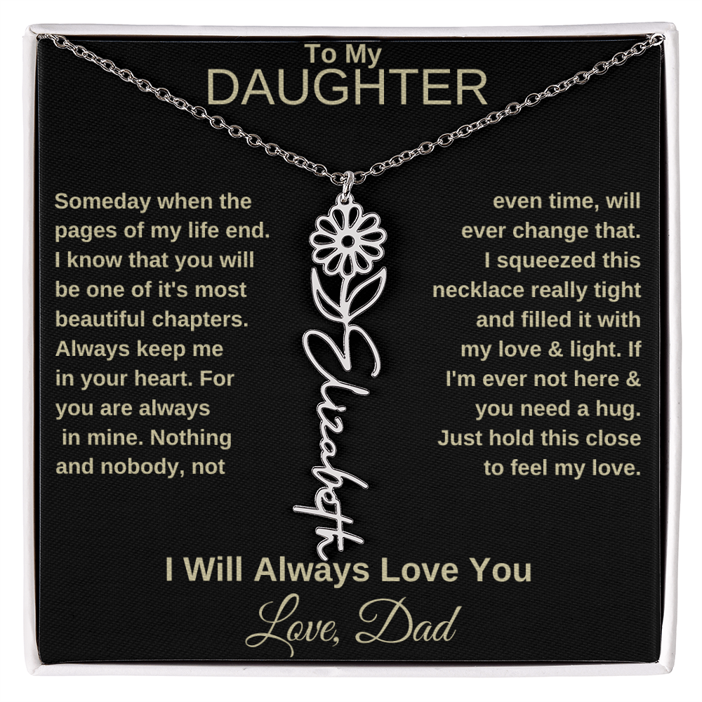To My Daughter | Birth Flower Name Necklace