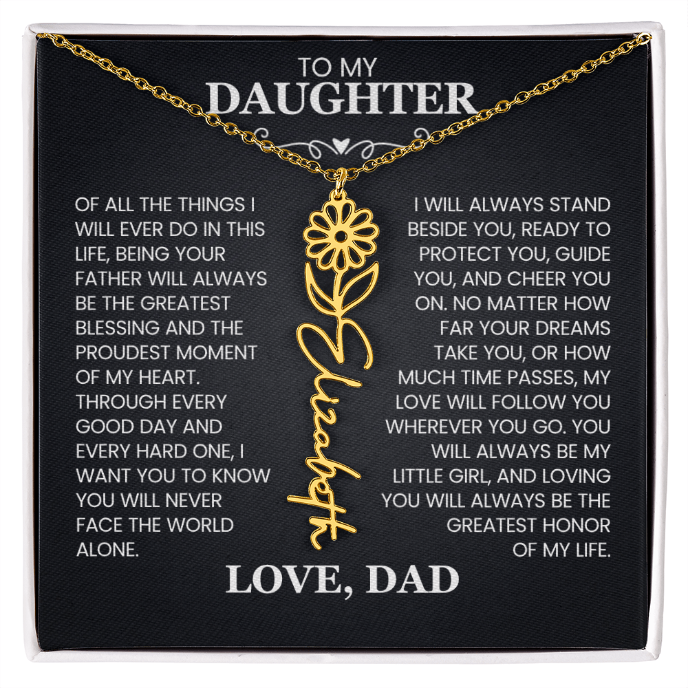 To My Daughter | Greatest Blessing | Birth Flower Name Necklace