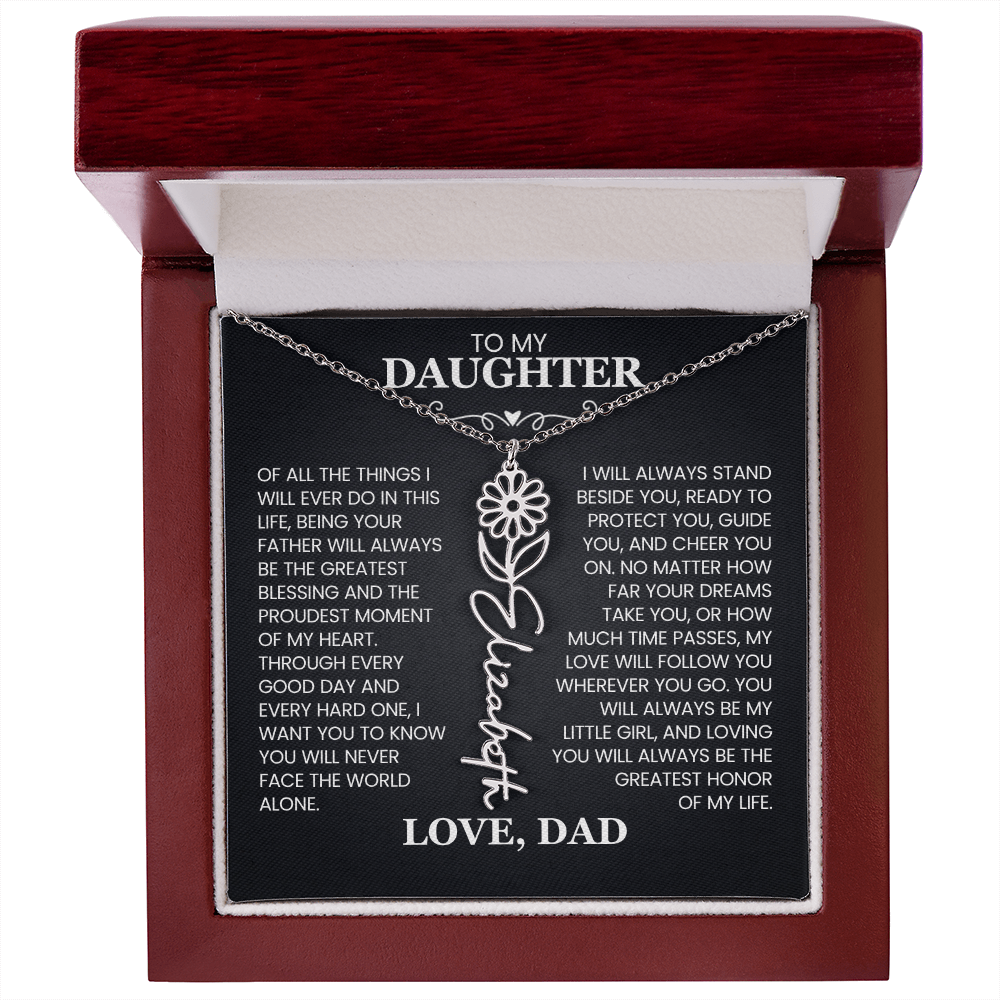 To My Daughter | Greatest Blessing | Birth Flower Name Necklace